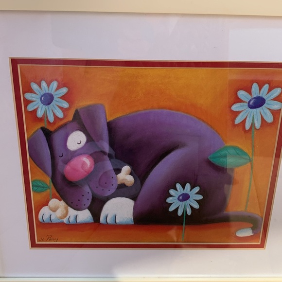 Jo Parry. Purple Dog and Daisy Print - Picture 3 of 5